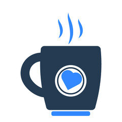 Coffee, cup, drink, heart, mug, tea icon