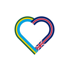unity concept. heart ribbon icon of rwanda and uk flags. vector illustration isolated on white background