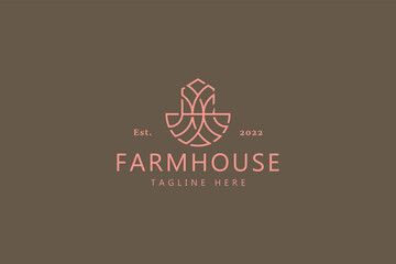 Farmhouse and Gardening Abstract Logo. Home and Ground Concept Illustration. Nature, Farm, Field, and Harvest Icon.
