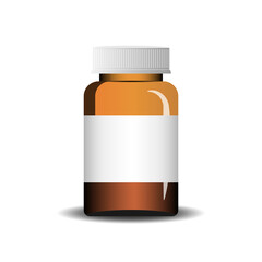 Pill bottle icon in flat style. Medical capsules vector illustration on white isolated background. Pharmacy sign business concept.
