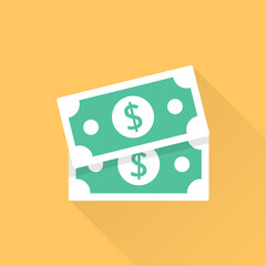 Fototapeta na wymiar Bill money currency icon in flat style. Dollar banknote vector illustration on isolated background. Payment sign business concept.