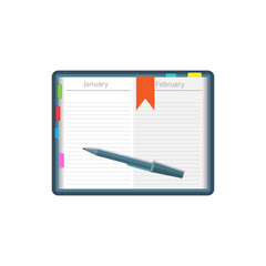 Diary icon in flat style. Notebook vector illustration on isolated background. Notepad sign business concept.