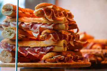 ham sandwich in a store in Madrid, Spain.