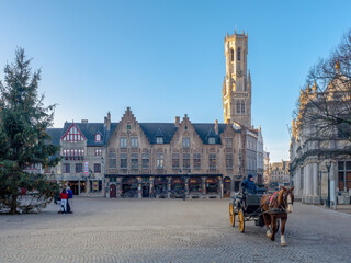 Fototapeta premium Christmas Day in Bruges Town Square