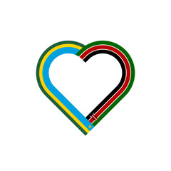 unity concept. heart ribbon icon of rwanda and kenya flags. vector illustration isolated on white background
