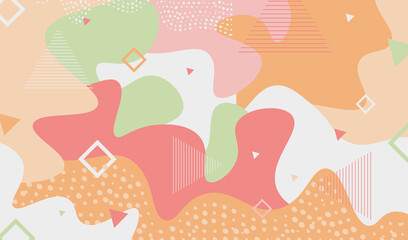 Vector abstract background with smooth wavy shapes and lines, blots and geometric shapes.