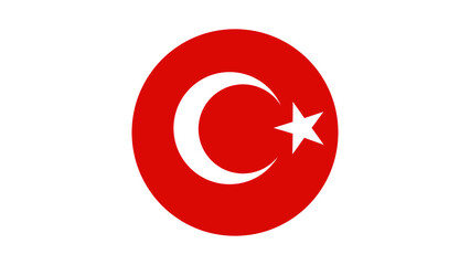 Turkey flag circle, vector image and icon