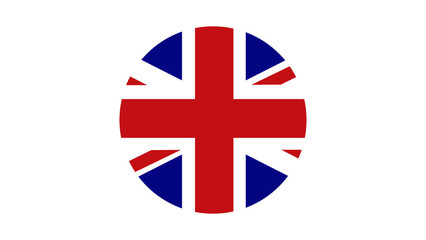 Great Britain flag. Union Jack round logo. Circle icon of United Kingdom flag. Vector illustration.