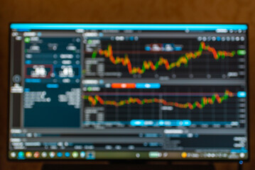 Stock market data.Online trading,investing platform on the computer screen.blurred background.