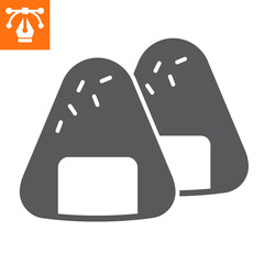 Onigiri solid icon, glyph style icon for web site or mobile app, ball and nori, onigiri vector icon, simple vector illustration, vector graphics with editable strokes.
