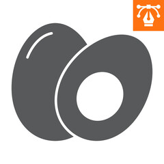 Boiled eggs solid icon, glyph style icon for web site or mobile app, breakfast and food, half egg vector icon, simple vector illustration, vector graphics with editable strokes.