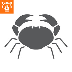 Crab solid icon , glyph style icon for web site or mobile app, seafood and crustacean , crab vector icon, simple vector illustration, vector graphics with editable strokes.