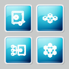 Set line Proof of stake, Blockchain technology, and icon. Vector