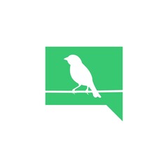 Bird inside speech bubble icon isolated on white background