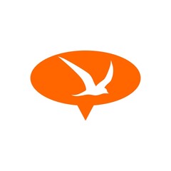 Bird inside speech bubble icon isolated on white background