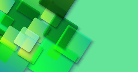 Fototapeta na wymiar Abstract vector background of green squares. Vector banner with copy space