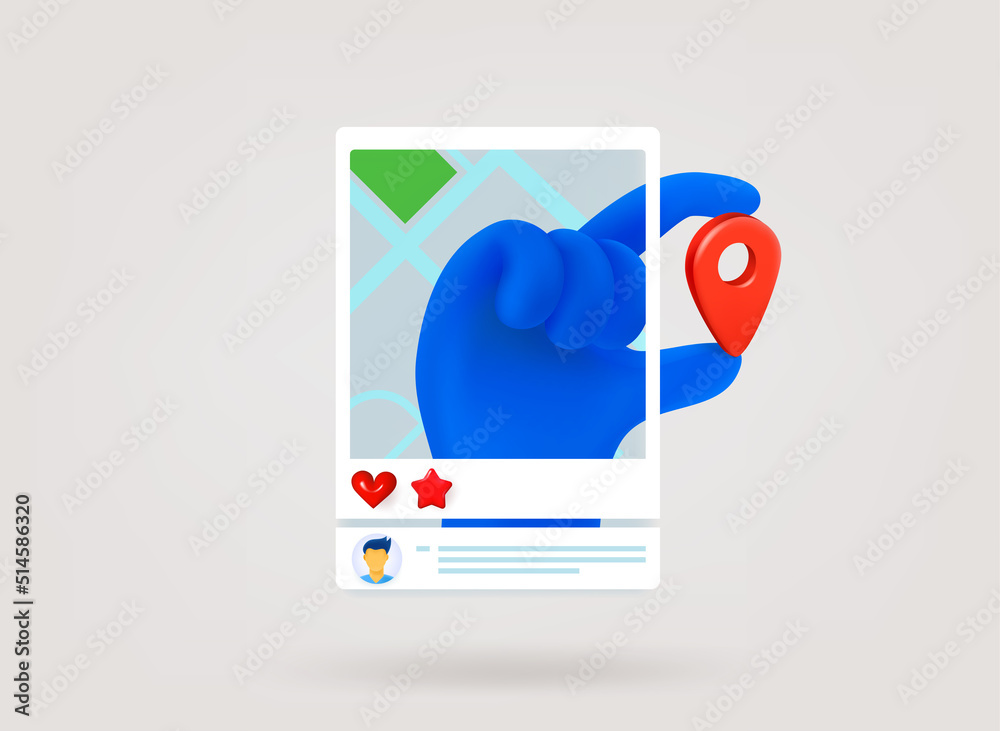 Poster Internet message with hand with navigation pin. 3d vector concept