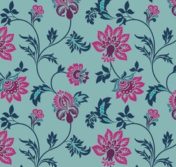 Colorful wedding card design, paisley floral pattern , India	