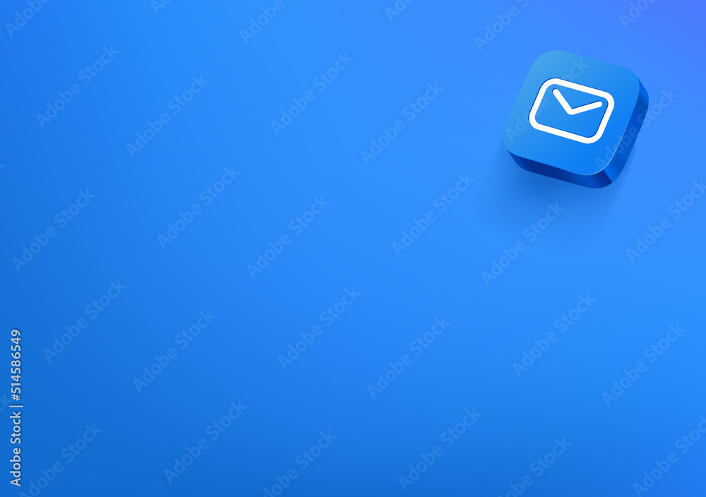 Leinwandbilder vector wallpaper with blue button. sending email concept. 3d vector background with copy space