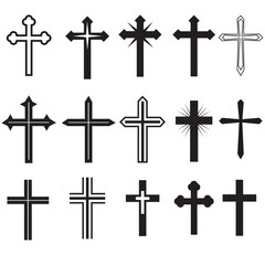 Set of religion cross element icon
