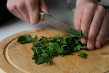 cutting parsley