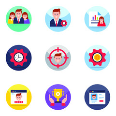 Pack of Business Management Flat Icons
