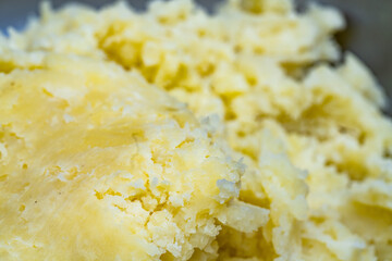 A pile of mashed potatoes after processing