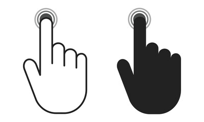Clicking finger icon vector. Hand pointer click icon. Flat icon. Web icon