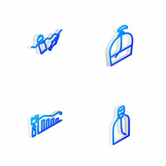 Set Isometric line Bottle of liquid soap, Problem pollution the ocean, Ecology infographic and icon. Vector