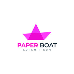 Obraz premium Paper boat logo design template