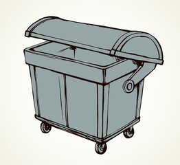 Large street trash can. Vector drawing