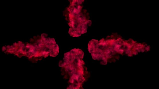 Stunning Red Smokey Effect Blowing Across From Four Sides on Black Background 4K Animation.