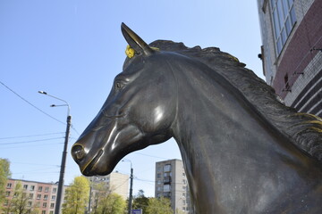 horse sculpture, city decoration, horse