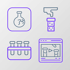 Obraz premium Set line Chemical online, Test tube and flask, and Cracked icon. Vector