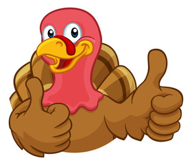 Turkey Thanksgiving or Christmas Cartoon Character
