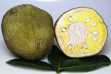 jackfruit with seed and leaf for eat