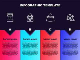 Set line Jar of honey, Beekeeper with protect hat, and Honeycomb. Business infographic template. Vector