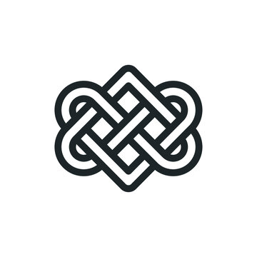 Celtic love knot. Keltish ornament symbolizing love. Endless connection. Sacred geometry. Vector illustration on white 