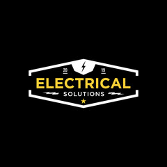 Old Retro Vintage Badge Logo Design Template for Electrical Industrial Solution. Classic Badge Electric Shop  Sign. Retro Energy Construction Label  