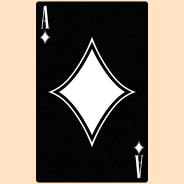 Playing card Ace suit Diamond, black and white modern design. Standard size poker, poker, casino. 3D render, 3D illustration.