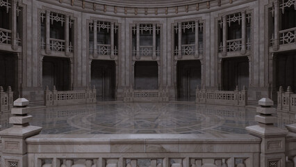 テレビ会議背景用 ZOOM会議背景用 CG レトロ 宮殿 ホール for using in video conference and as a zoom background.