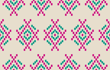 Geometric ethnic seamless pattern in tribal. American, Mexican style. Design for background, wallpaper, illustration, fabric, clothing, carpet, textile, batik, embroidery.