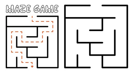 Maze game for kids. Maze puzzle with solution