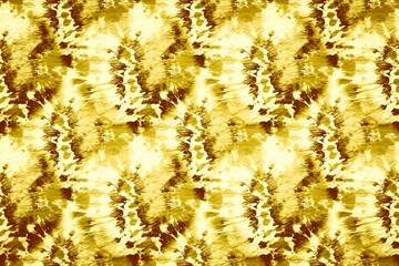 White Hippie Spiral. Gold Psychedelic Pattern.