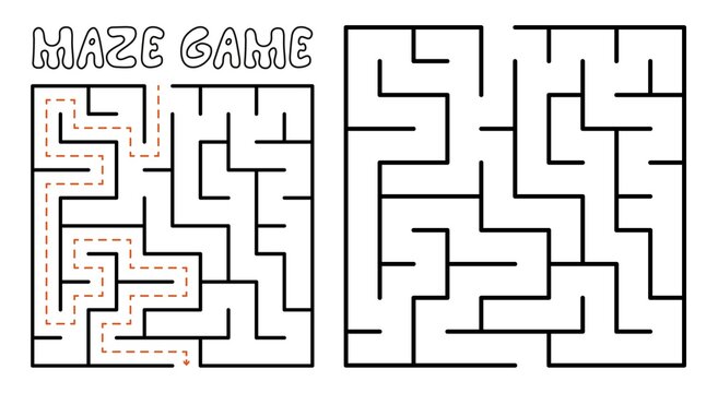 Maze game for kids. Maze puzzle with solution