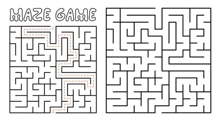 Maze game for kids. Maze puzzle with solution