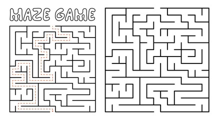 Maze game for kids. Maze puzzle with solution