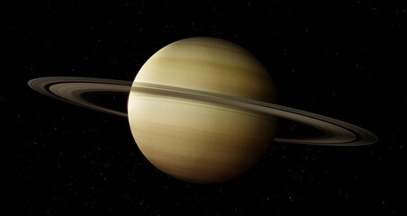 Saturn is a gas giant, It is the sixth planet in the solar system, 3d illustration