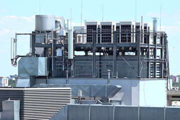 The building's ventilation system is located on the roof.