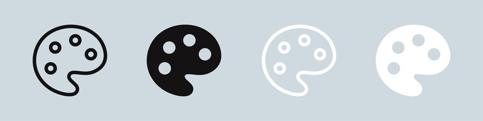 Palette icon in black, grey and white colors. Art symbol vector illustration.